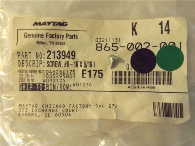 MAYTAG WASHER/DRYER 213949 Y700725 Screw (no.8-18 X 5/16``) NEW IN BAG MAYTAG WASHER/DRYER 213949 Y700725 Screw (no.8-18 X 5/16``) NEW IN BAG